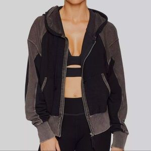 ❌SOLD❌Free people washed black zip up hoodie